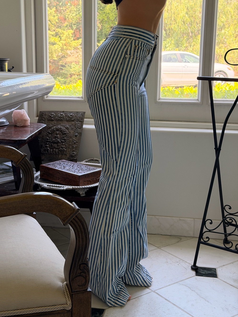 Vintage Flare Stripped Jeans